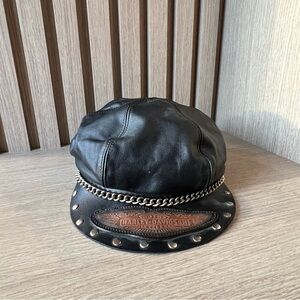 🏍️ Harley-Davidson Vintage Leather Biker Hat – Authentic